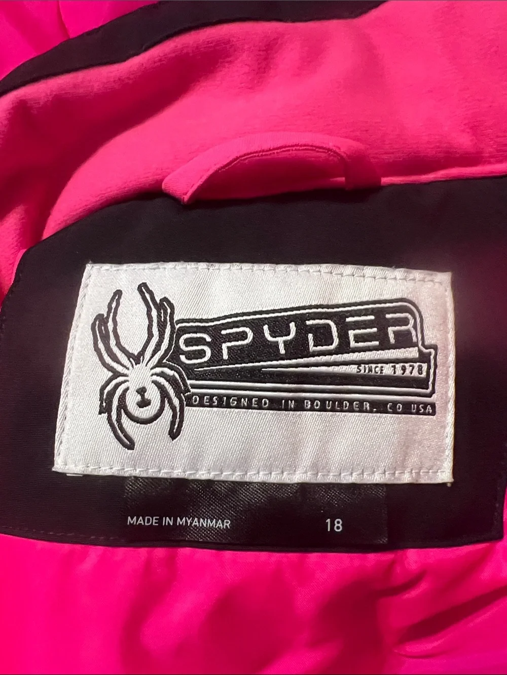 Spyder Hot Pink and Black Colorblock Ski Jacket